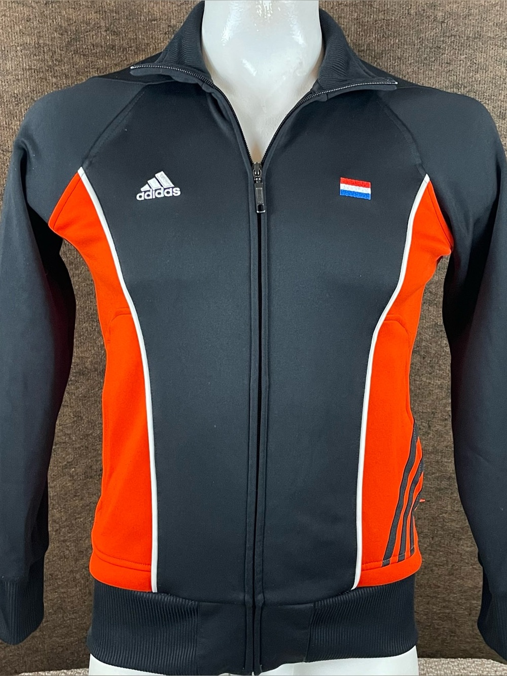 Adidas Jacket Mens S Black Orange 2010 FIFA World Cup Netherlands Soccer 116